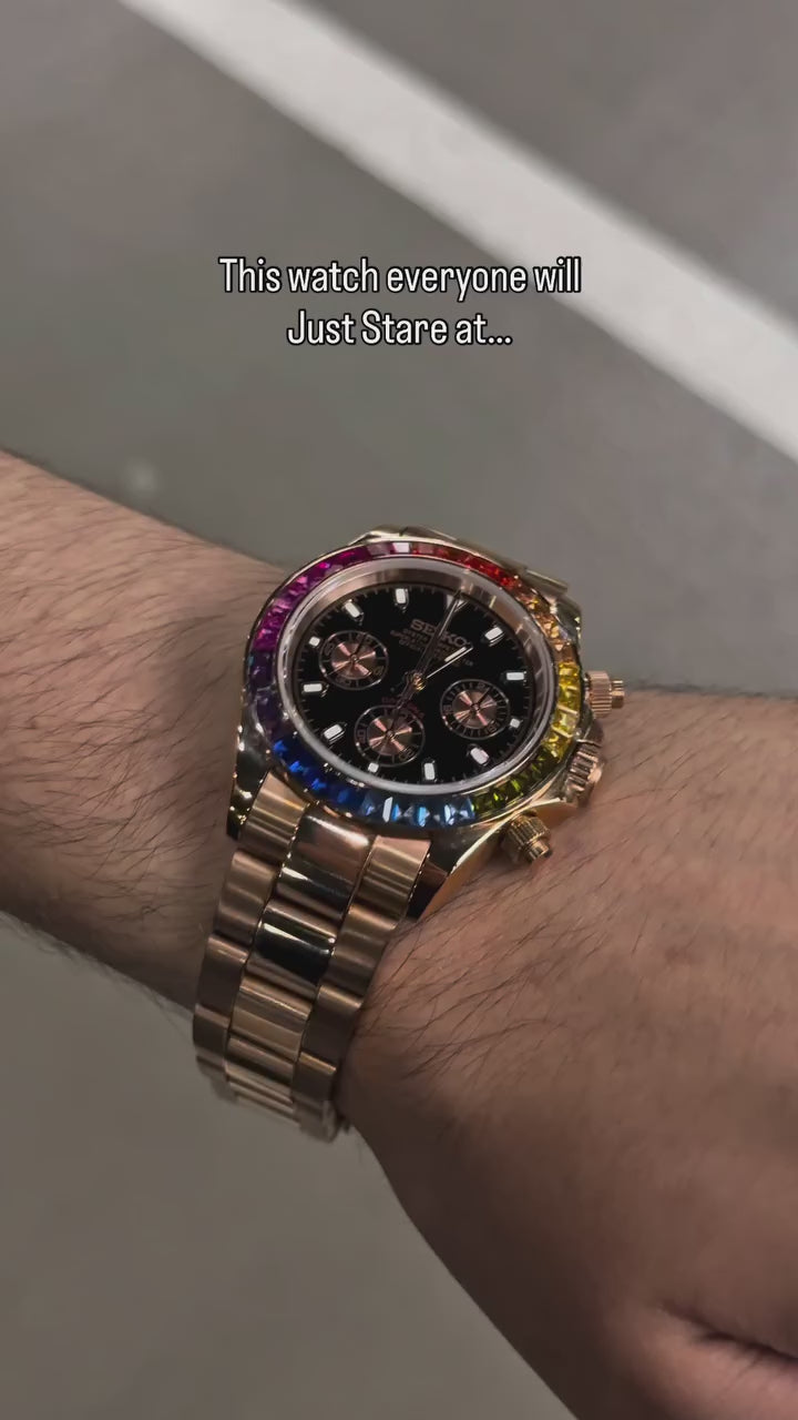 Special Edition Seiko Rainbow Daytona Chrono Rose Gold