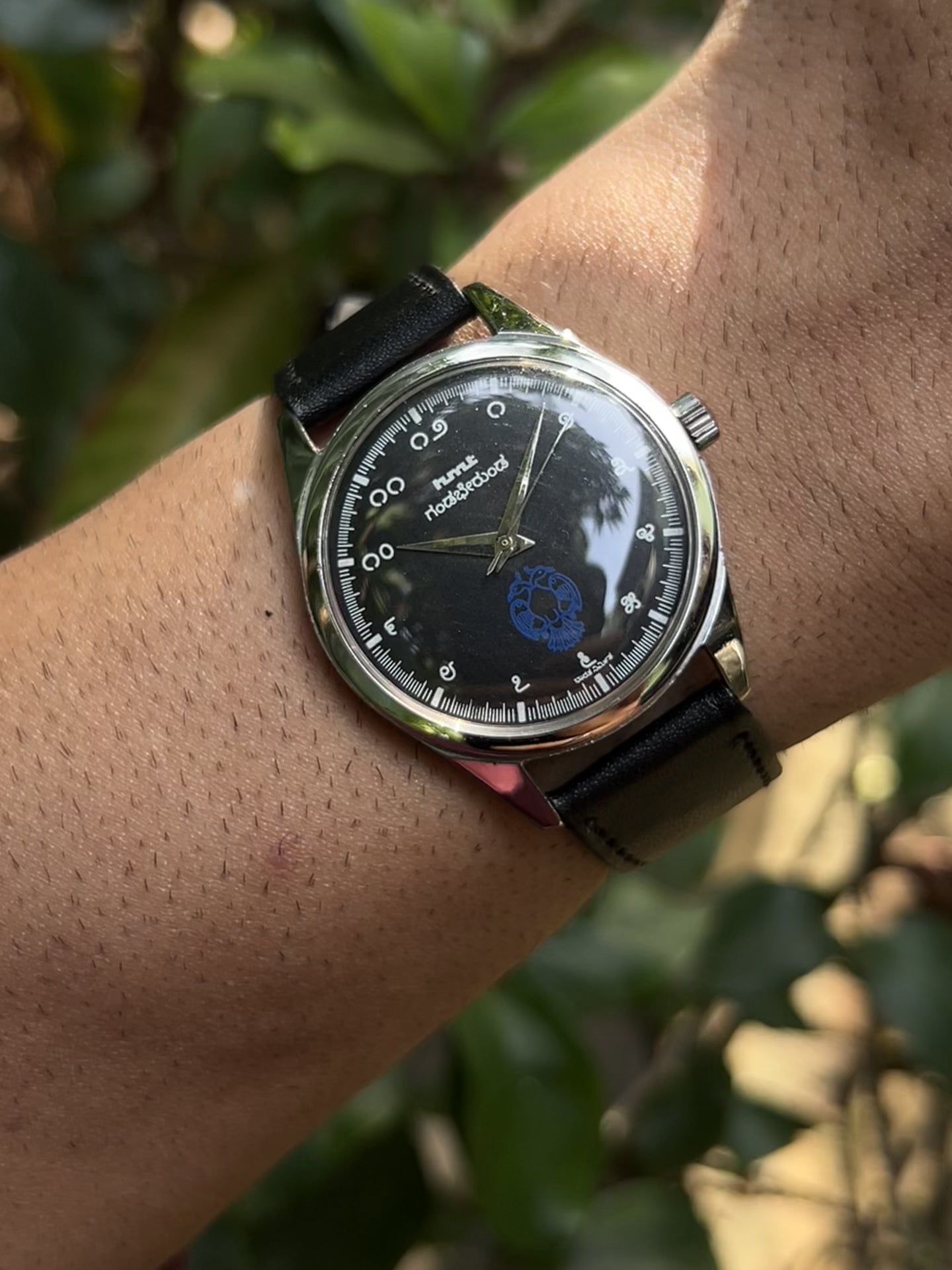 HMT Gandaberunda Black Kannada Numeral Hand-Winding Mod Watch